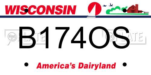B174OS Wisconsin License Plate