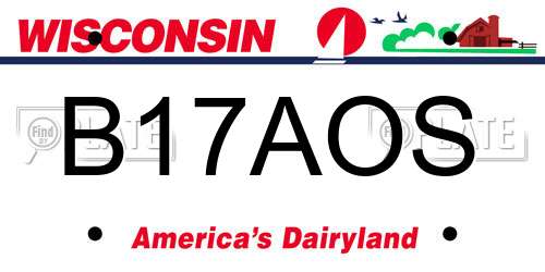B17AOS Wisconsin License Plate