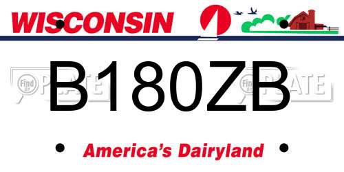 B180ZB Wisconsin License Plate