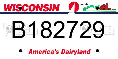B182729 Wisconsin License Plate