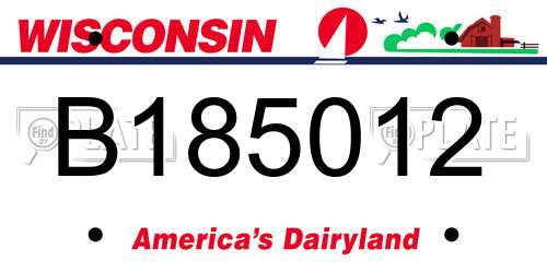B185012 Wisconsin License Plate