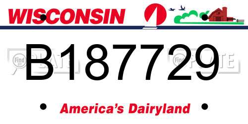 B187729 Wisconsin License Plate
