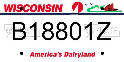 B18801Z Wisconsin License Plate