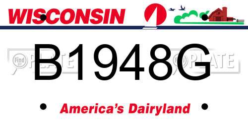 B1948G Wisconsin License Plate