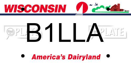 B1LLA Wisconsin License Plate