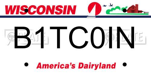 B1TC0IN Wisconsin License Plate