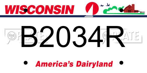 B2034R Wisconsin License Plate