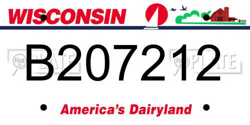 B207212 Wisconsin License Plate