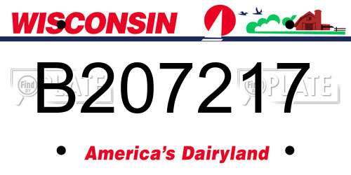 B207217 Wisconsin License Plate