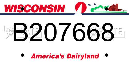 B207668 Wisconsin License Plate