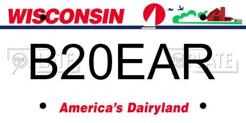B20EAR Wisconsin License Plate