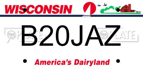 B20JAZ Wisconsin License Plate