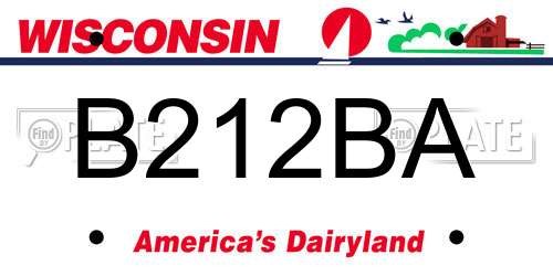 B212BA Wisconsin License Plate