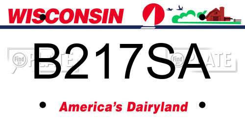 B217SA Wisconsin License Plate