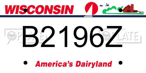 B2196Z Wisconsin License Plate