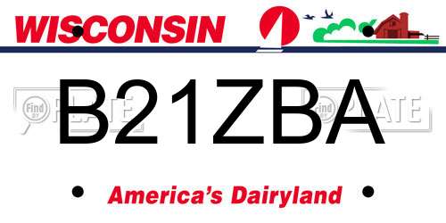B21ZBA Wisconsin License Plate
