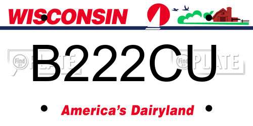 B222CU Wisconsin License Plate
