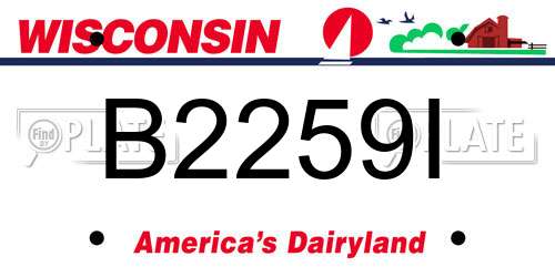 B2259I Wisconsin License Plate