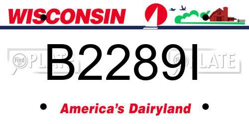 B2289I Wisconsin License Plate