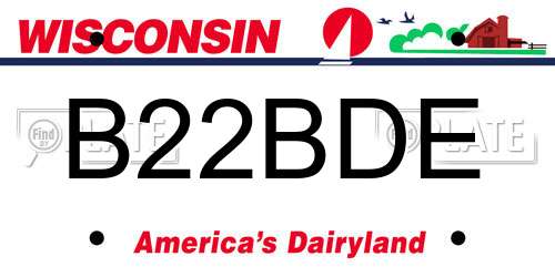 B22BDE Wisconsin License Plate