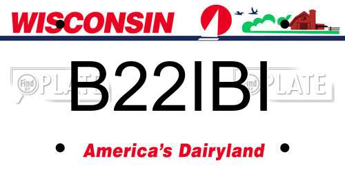 B22IBI Wisconsin License Plate