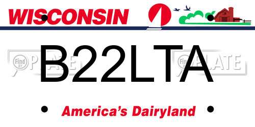B22LTA Wisconsin License Plate