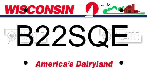 B22SQE Wisconsin License Plate
