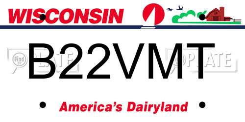 B22VMT Wisconsin License Plate