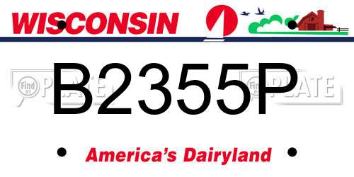 B2355P Wisconsin License Plate