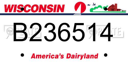 B236514 Wisconsin License Plate