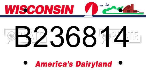 B236814 Wisconsin License Plate
