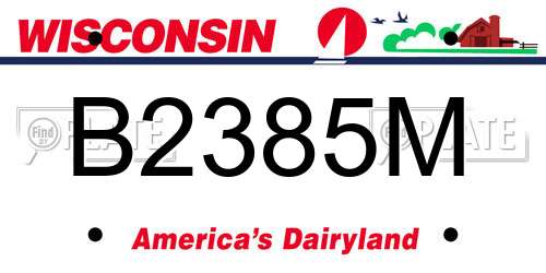 B2385M Wisconsin License Plate