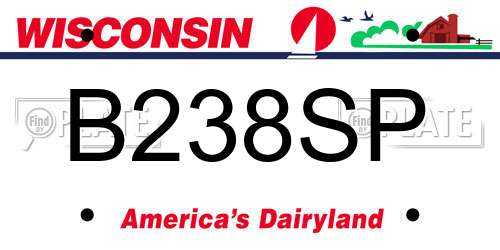 B238SP Wisconsin License Plate