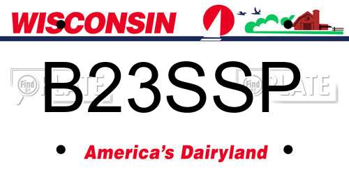 B23SSP Wisconsin License Plate