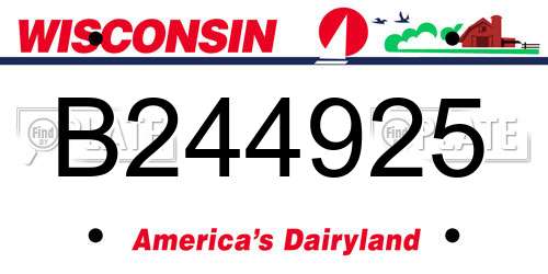 B244925 Wisconsin License Plate