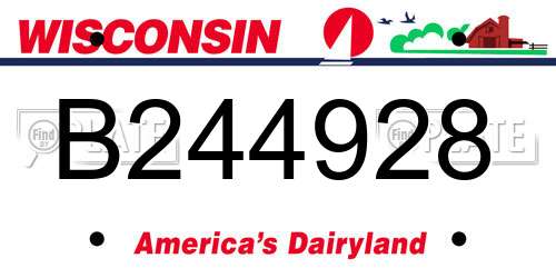 B244928 Wisconsin License Plate