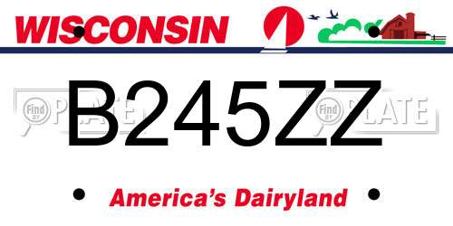 B245ZZ Wisconsin License Plate