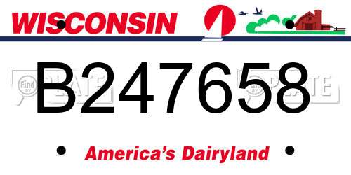 B247658 Wisconsin License Plate