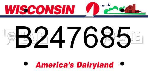 B247685 Wisconsin License Plate