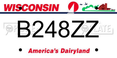 B248ZZ Wisconsin License Plate