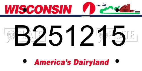 B251215 Wisconsin License Plate