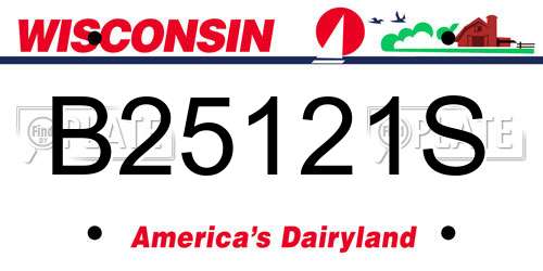 B25121S Wisconsin License Plate