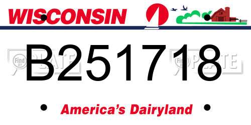 B251718 Wisconsin License Plate