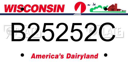 B25252C Wisconsin License Plate