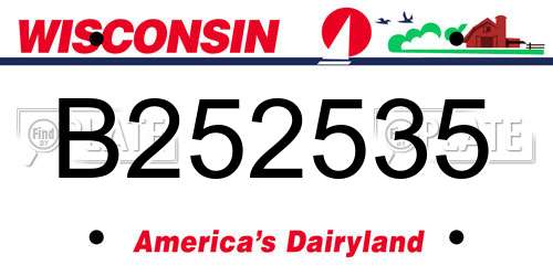 B252535 Wisconsin License Plate
