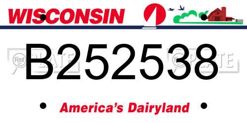 B252538 Wisconsin License Plate