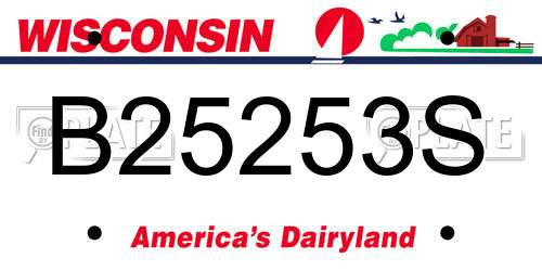 B25253S Wisconsin License Plate