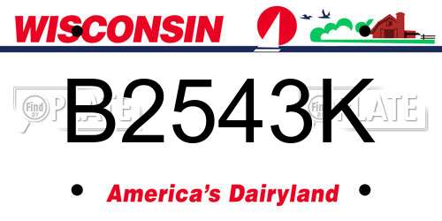 B2543K Wisconsin License Plate