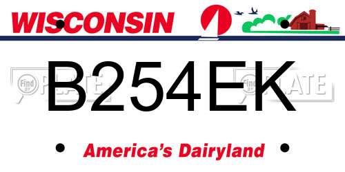 B254EK Wisconsin License Plate