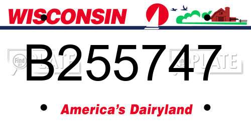 B255747 Wisconsin License Plate